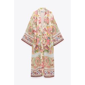 💕 ZARA printed kimono with belt floral robe NEW blogger favorite oversized